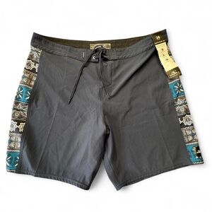 O'Neill Men's Dark blue Board Shorts with Teal Patterned Side Panels NWT mens 38